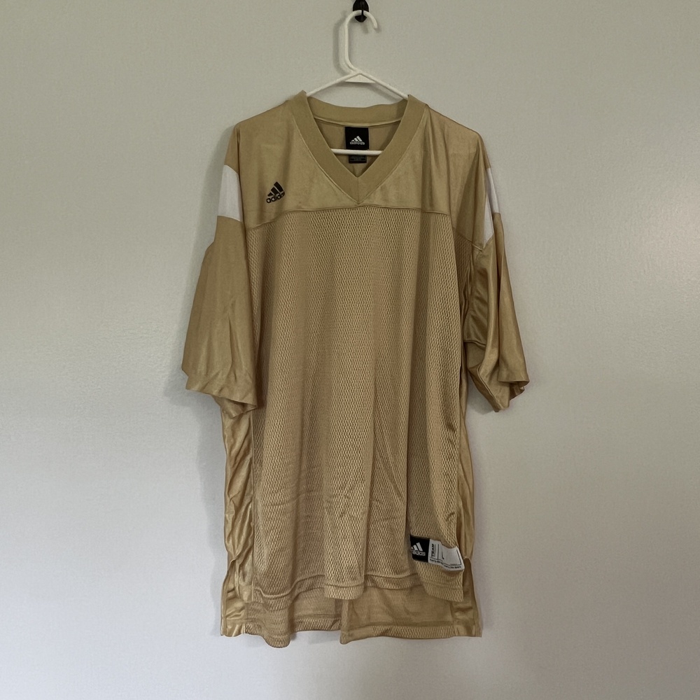 Adidas Jersey XL Tall Yellow Performance V-Neck Athletic Mesh Sporty Durable